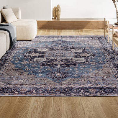 Maris Ornate Medallion Washable Area Rug - JONATHAN Y