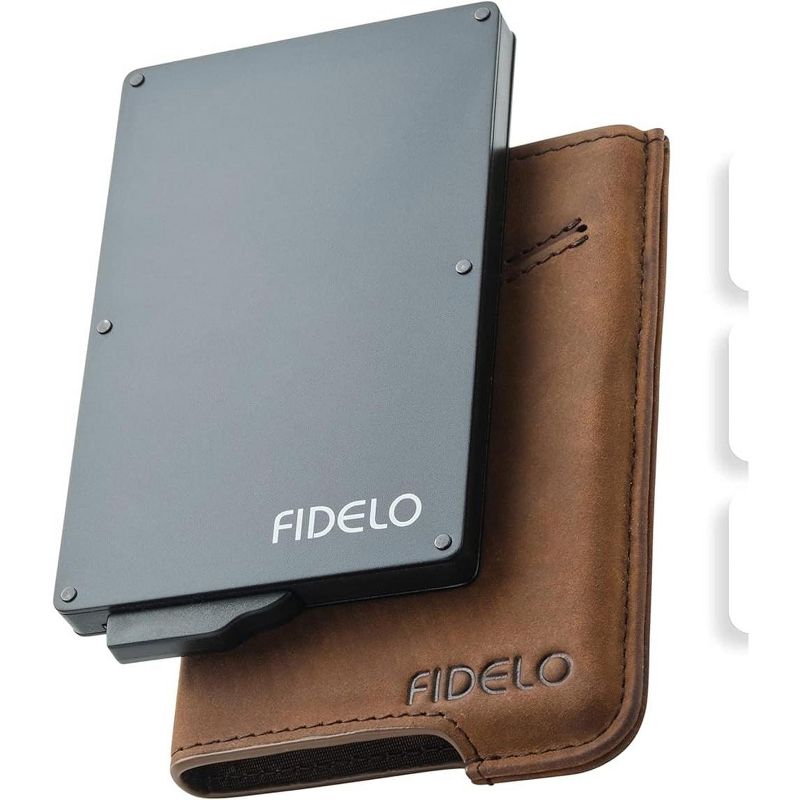 Fidelo Minimalist Wallet for Men RFID Blocking Pop up Wallet Credit Card Holder, Brown, 3 of 4
