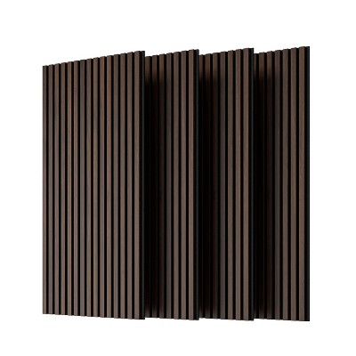 Vynxaria 0.8 in. T x 2 ft W. Walnut Woodgrain MDF Polyester Tongue and Groove Sound Absorbing Panel Eco Friendly Low TVOC 4-Pack/2-Pack