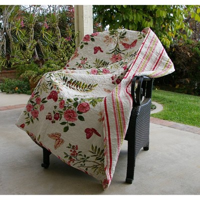 Butterflies Multicolor Quilted Cotton Botanical Throw Blanket