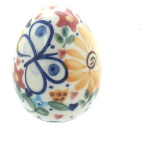 Blue Rose Polish Pottery 37 Vena Small Decorated Egg - 1 of 2