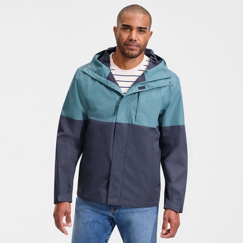 Lands' End Men's Waterproof Colorblock Raincoat - X Large - Tide Pool/Navy