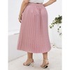 Clearlove Plus Size Pleated Skirt Women's Elastic Waist Boho  Midi Skirts with Pockets - 3 of 4