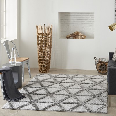 Modern Loft Gray High-Low Shag Area Rug, 5'3" x 7'3"