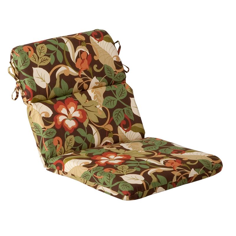 Outdoor Chair Cushion - Brown/Green Floral - Pillow Perfect, 1 of 6