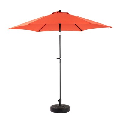 VisioGear Patio Umbrellas, Outdoor Umbrella with Push Button Tilt and Crank, Market Umbrella with 6 Ribs, Orange, 103.94"*98.43"*103.94"