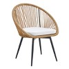 3 Piece Modern Outdoor Garden Bistro Set,Metal Patio Tea Table Set,Outdoor Round Coffee Table and 2 Swivel Rattan Chairs Set-Coolbibila - 4 of 4