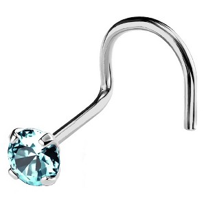 Jewelry Avalanche 22G 14K Gold Nose Screw Nose Stud with Blue Topaz Gemstone - 1 of 2