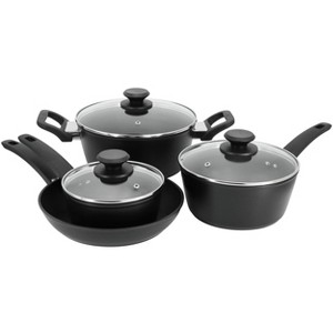 Oster Connelly 7 Piece Textured Nonstick Aluminum Cookware Set in Black - 1 of 4