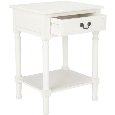 Whitney Distressed White Solid Wood 1-Drawer Accent Table