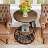 Syemin End Tables Round Vintage End Table with 2-Tier Storage Compact Bedside Table for Living Room, Small Spaces, Brown, 19.69"*19.69"*24.8" - 2 of 4