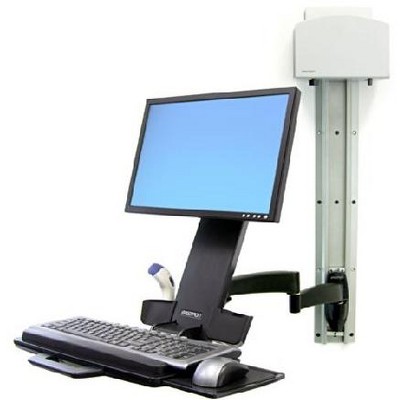 Black Steel Wall-Mount Adjustable Combo Arm for 24" Monitors