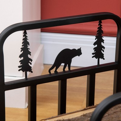 Outsunny Black Steel Bear & Tree 17" Firewood Rack