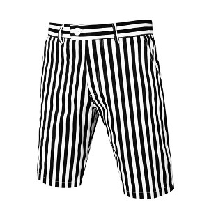 Lars Amadeus Men's Summer Stripe Slim Fit Flat Front Chino Shorts - 1 of 4