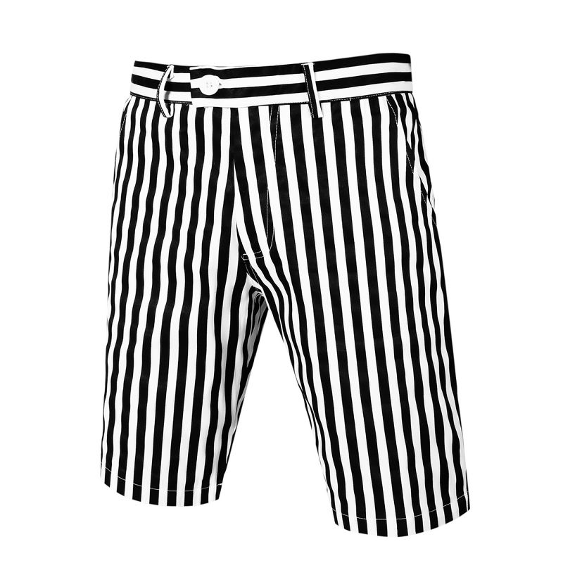 Lars Amadeus Men's Summer Shorts Stripe Slim Fit Flat Front Seersucker Chino Short Pants, 1 of 7