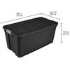 Sterilite Plastic Stacker Tote, Heavy Duty Lidded Storage Bin Container for Stackable Garage and Basement Organization, Black - 2 of 4