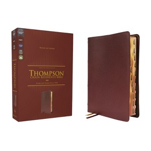 Nkjv, Thompson Chain-Reference Bible, Genuine Leather, Calfskin, Burgundy, Red Letter, Thumb Indexed, Comfort Print - by  Zondervan (Leather Bound) - 1 of 1