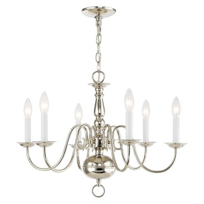Livex Lighting Williamsburgh 6 - Light Chandelier in  Polished Nickel