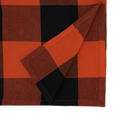 Rustic Orange and Black Cotton Plaid Table Runner