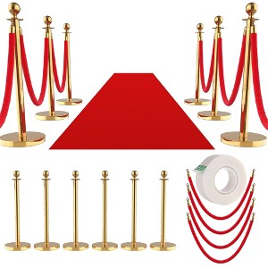 Crowd Control Stanchion Velvet Ropes Carpet Set, Post Sand Injection Hollow Base - 1 of 4