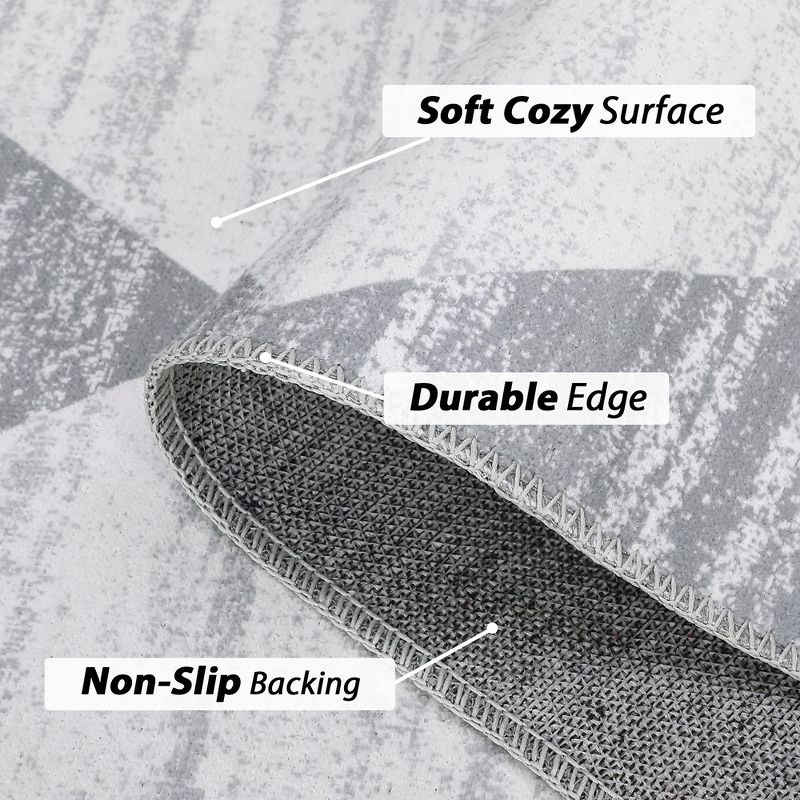 Modern Geometric Distressed Area Rug Diamond Lattice Rug Washable Rugs for Living Room Bedroom, 5 of 9