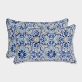 Keyzu Medallion 2pc Rectangular Outdoor Throw Pillow Set Blue - Pillow Perfect