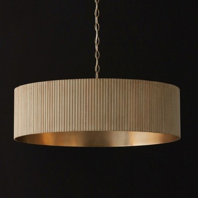 Donovan White Wash and Matte Brass Drum Chandelier
