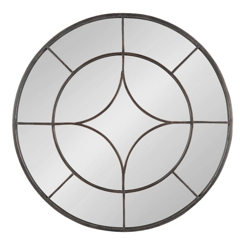 Kate & Laurel All Things Decor 30" Angelis Modern Round Wall Mirror Framed Circle Mirror with Metal Overlay, 2 of 6