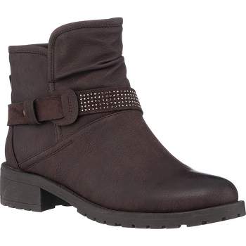 GC Shoes Moto Embellished Strap Ankle Boots