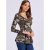 INSPIRE CHIC Women's Long Sleeves Padded Shoulder Scoop Neck Printed Peplum Shirt - 2 of 4