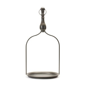 HomeRoots 24" Brown Distressed Iron Tabletop Dish Candle Holder - 1 of 4