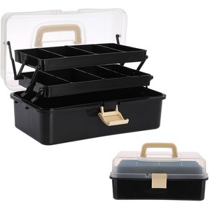3-Layer Plastic Storage Box with Adjustable Dividers and Handle - 1 of 4