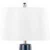 LumiSource Penelope 22" Contemporary Dark Blue and Silver Ceramic Table Lamp: UL Listed, Linen Drum Shade, 60W - 3 of 4