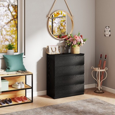 4 Drawer Particle Board Dresser,Modern Handle-Free Storage Chest for Bedroom or Living Room,Versatile Vertical Dresser Organizer-Cuddlewood