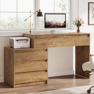 Tribesigns Computer Desk with 5 Drawers,  Wood Executive Desk with File Cabinet and Printer Stand for Home Office, Small Spaces - 1 of 4