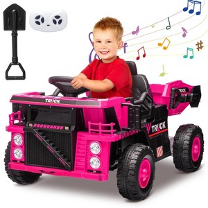 Kids Ride On Dump Truck 12V Electric Construction Car - Parent Remote Control, Electric Dump Bed, Extra Shovel, Music Player, LED Lights for Toddlers - 1 of 4