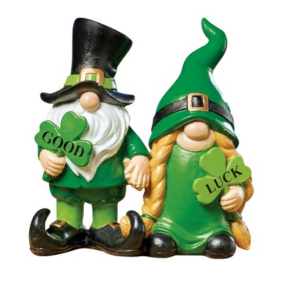 Collections Etc Hand-Painted Good Luck Gnome Couple Figurines