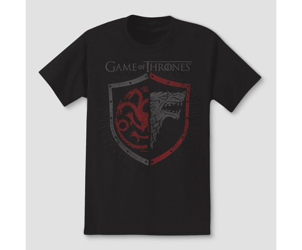 Men's Game of Thrones Targaryean/Stark Short Sleeve Graphic T-Shirt Black S