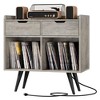 Record Player Stand with Storage, Farmhouse Record Table Cabinet with Power Outlet & Drawers - 4 of 4