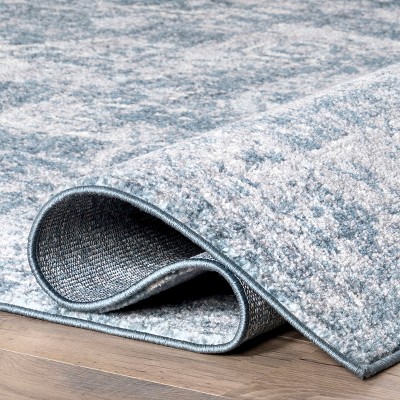 Blue 4' x 6' Synthetic Medallion Reversible Area Rug