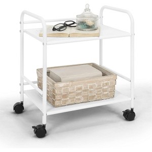 2-Tier Metal Rolling Utility Cart – Mobile Storage Shelf with Caster Wheels – Small Space Organizer - 1 of 4