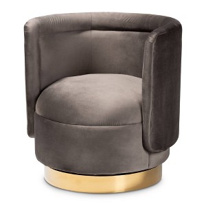 Saffi Velvet Upholstered Swivel Accent Chair - Baxton Studio - 1 of 4