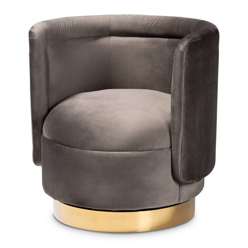 Saffi Velvet Upholstered Swivel Accent Chair - Baxton Studio, 1 of 9