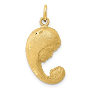 Black Bow Jewelry 14k Yellow Gold Mother and Baby Charm or Pendant, 14mm (9/16 inch) - 1 of 4