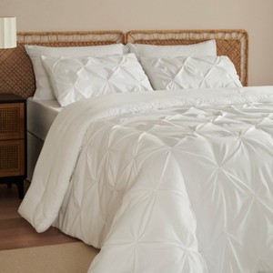Cozy Comfort by Bedsure | Solid Diamond Pintuck 7pcs 80gsm Queen Size Beige Bedding Set Comforter Set - 1 of 4