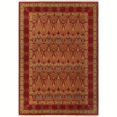 Edinburgh Red and Beige Rectangular Synthetic Area Rug