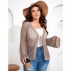 Women's Plus Size Knit Open Front Cardigan Hollow Out Summer Cardigan - 2 of 4