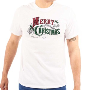 Classic Merry Christmas Mistletoe Graphic T Shirt Men or Women Brisco Brands - 1 of 4
