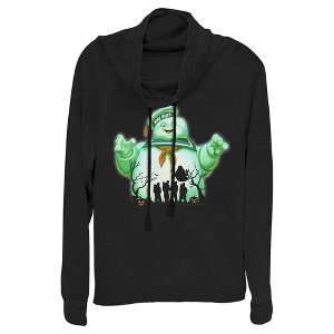Juniors Womens Ghostbusters Halloween Stay Puft Marshmallow Man Cowl Neck Sweatshirt - 1 of 4