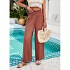 Women Linen Palazzo Pants Summer Boho Wide Leg High Waist Lounge Pants with Pocket Travel Vacation Outfits - 4 of 4